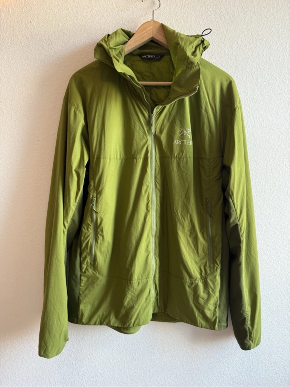 ARC’TERYX ARCTERYX US Men’s L Green Hooded Windbreaker Rain Jacket Coat Packable